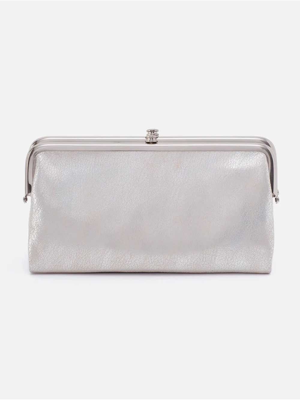 HOBO Lauren Clutch Wallet Silver Metallic Leather